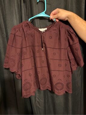 Caroline Constas Eyelet Peasant Top